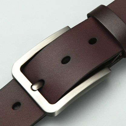 Cowhide Pin Buckle Men's Single-layer Leather Belt