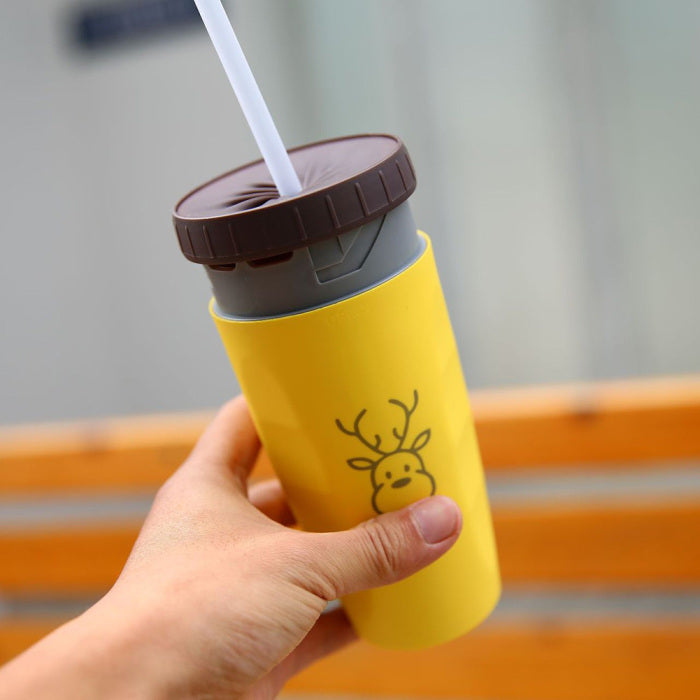 No Cover Twist Travel Cup with Straw and Double Insulation