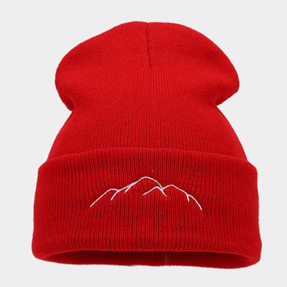 Peak Embroidery Beanie Hat Warm Trendy