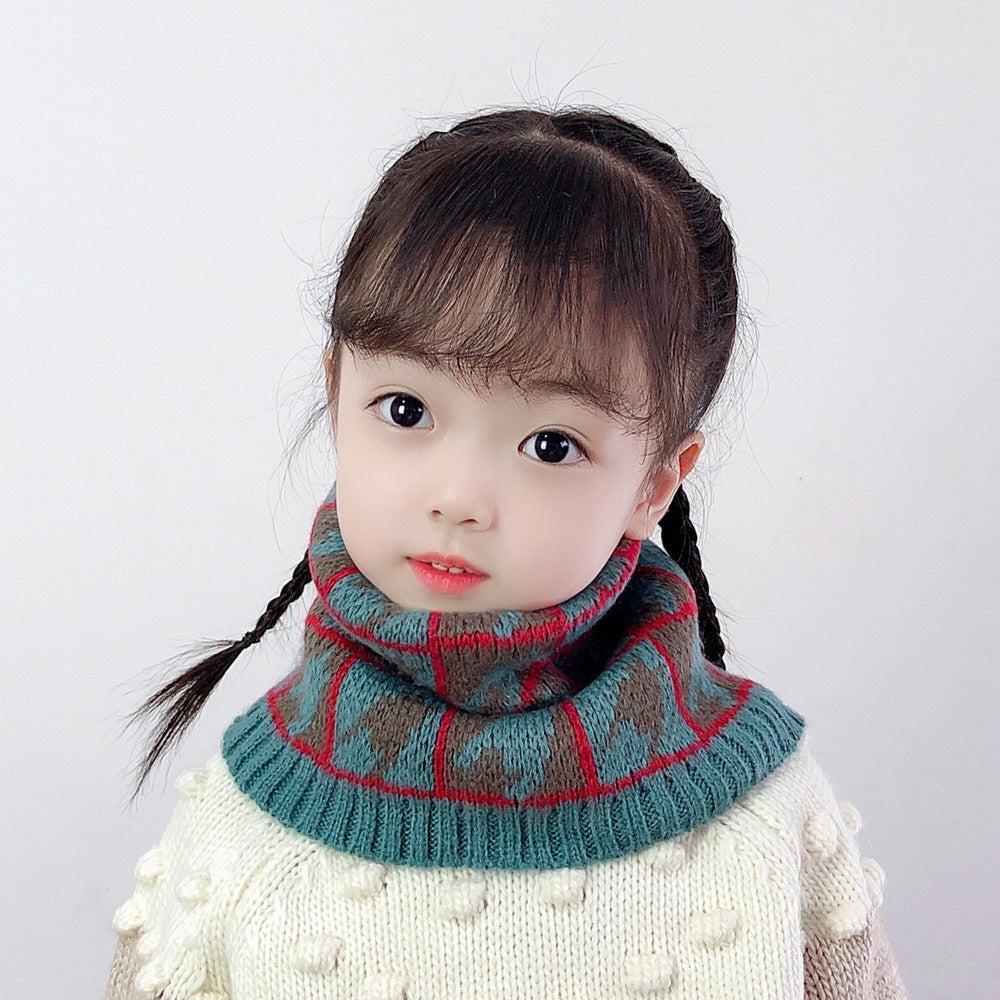 Warm All-matching Plaid Knitted Children's Scarf