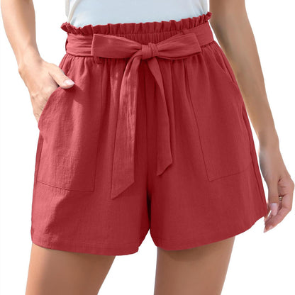 Ruffle Bow Waist Tie Beach Shorts