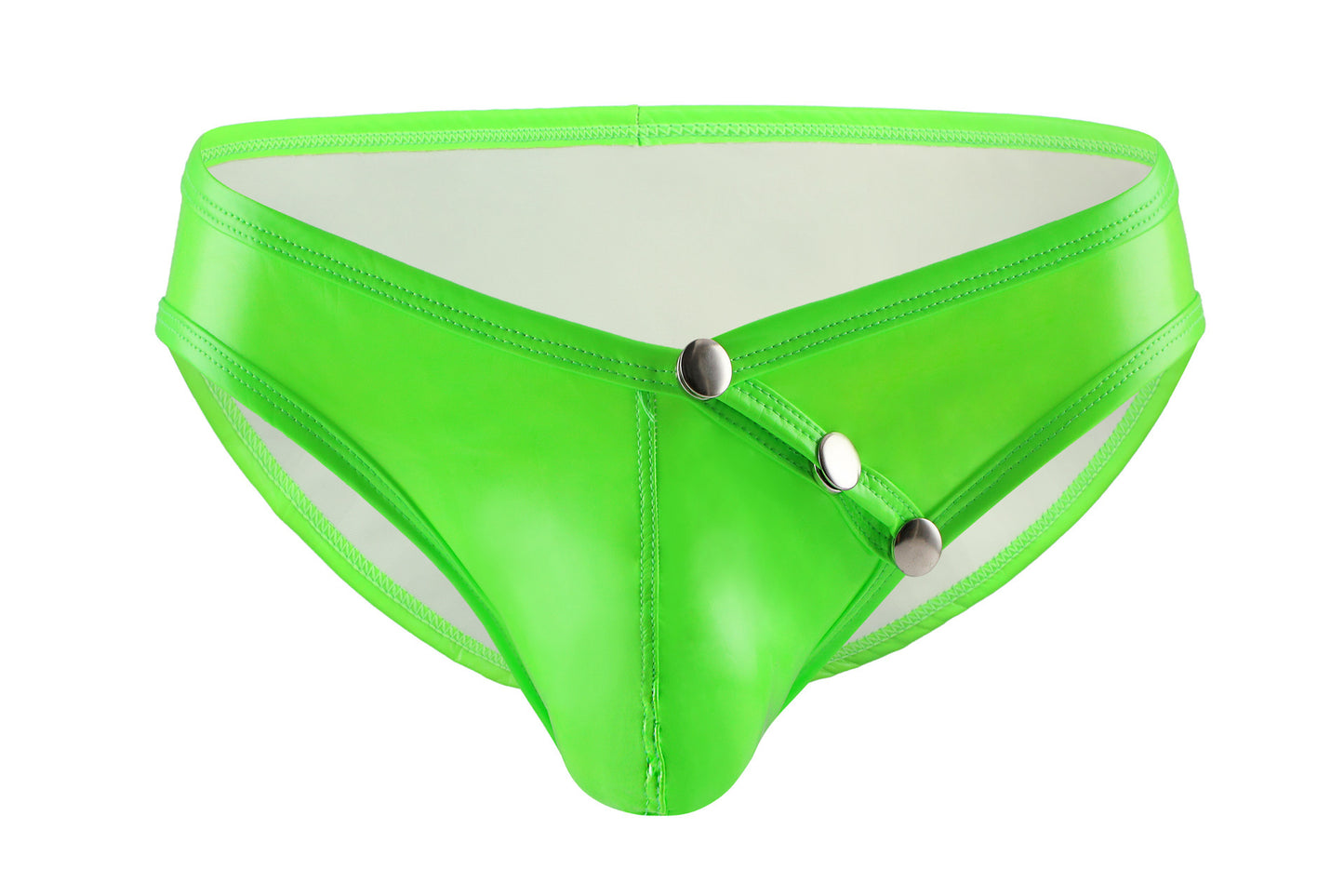 Men's Faux Leather U Convex Low Waist Briefs