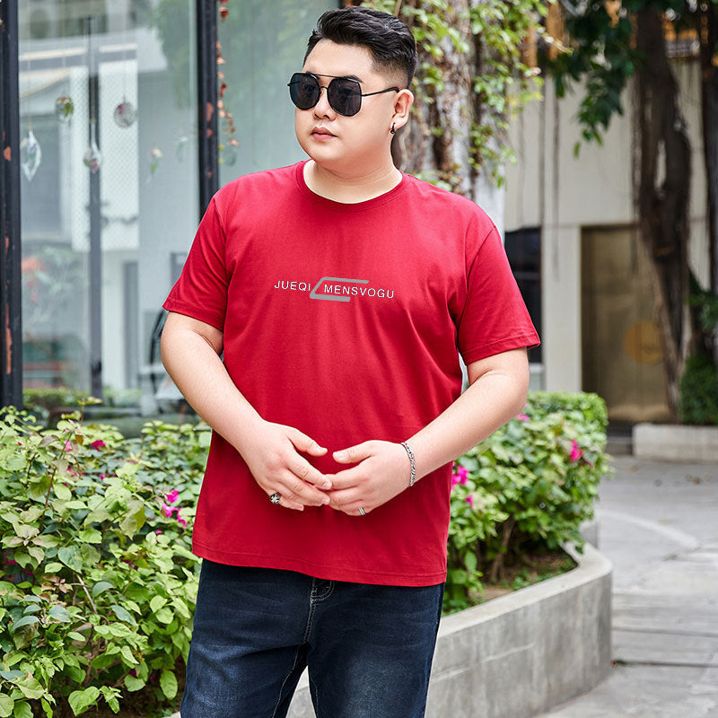 Plus Size Cotton Round Neck Men's T-shirt