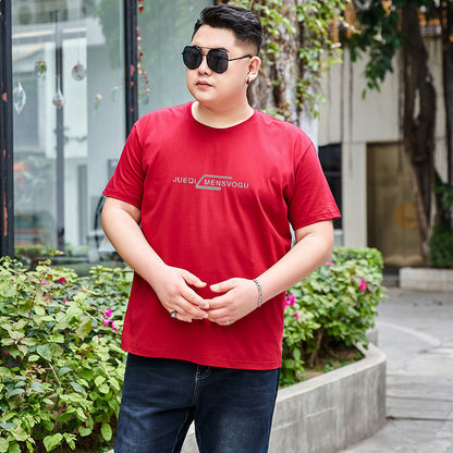 Plus Size Cotton Round Neck Men's T-shirt