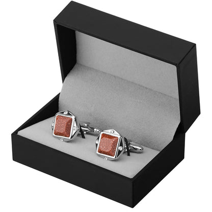 Blue Sandstone Crystal Cufflinks