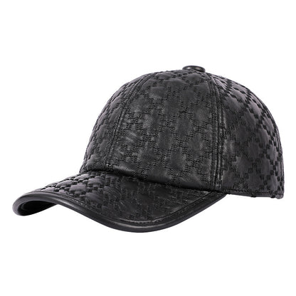 Full-grain Sheepskin Korean Style Plaid Hat Men