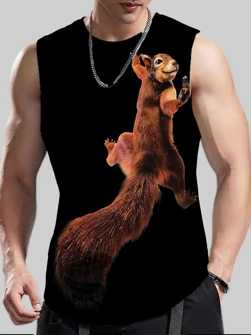 Men's Plus Size Sleeveless 3D Retro Print Vest