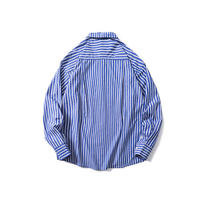 Casual Drop Shoulder Striped Long Sleeve Shirt Men