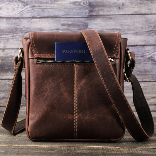 Retro Crazy Horse Men's Crossbody Bag