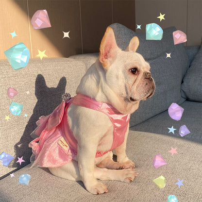 Mesh Dress Skirt Dogs And Cats Bow Pearl