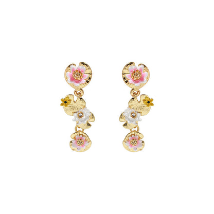 Water Lily Lotus Leaf Earrings