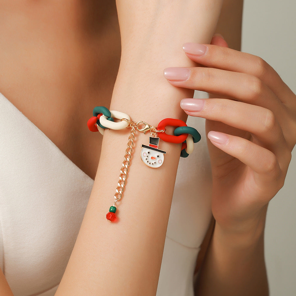 Christmas Bracelet, Santa, Snowflake, Pearl
