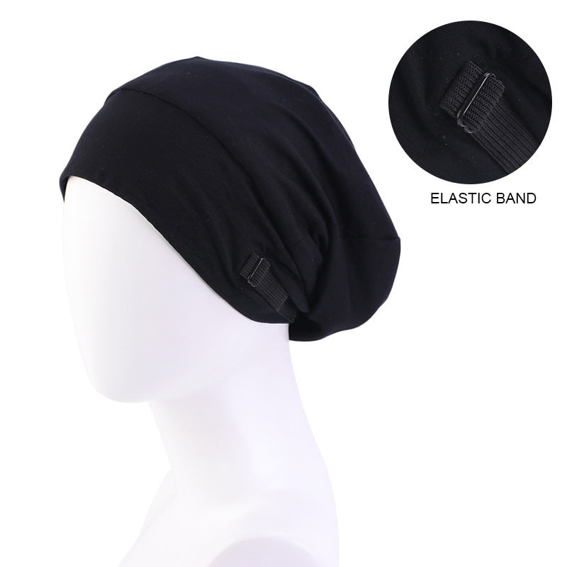 Invisible Adjustable Buckle Cotton Satin Nightcap