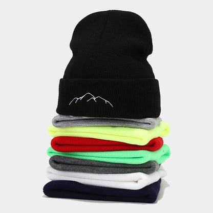 Peak Embroidery Beanie Hat Warm Trendy