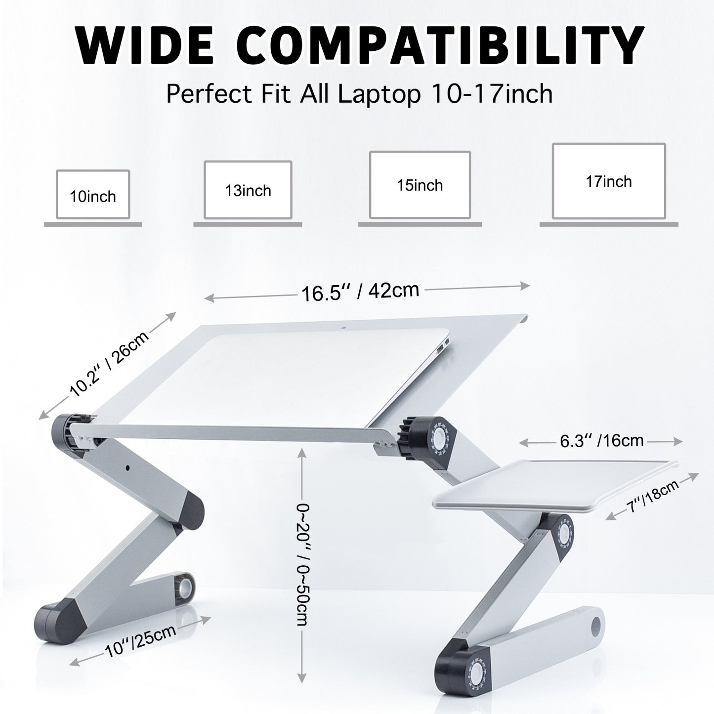 RAINBEAN Adjustable Laptop Stand with Cooling Fans and Mouse Pad