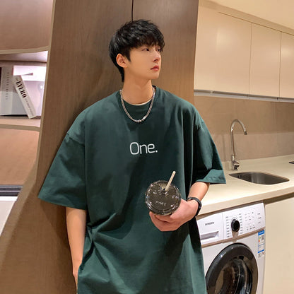 Summer Pure Cotton Plus Size Men’s Letter Tee