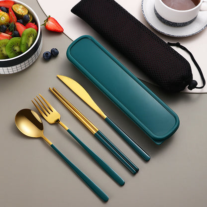 304 Stainless Steel Gold Cutlery Set With Case