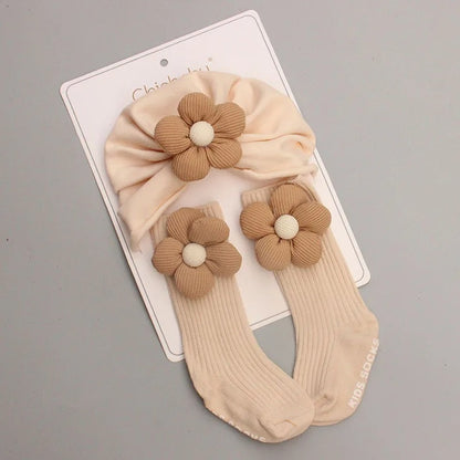 Spring Autumn Baby Beanie Cap Socks Set