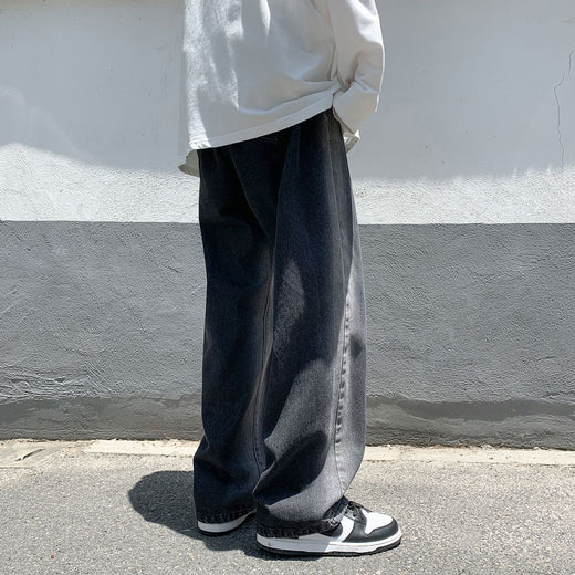 High-end Wide Leg Slimming Motorcycle Stitching Jeans