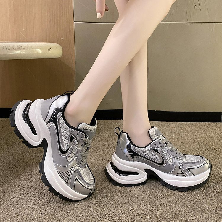 Thick Bottom Leather Clunky Sneakers