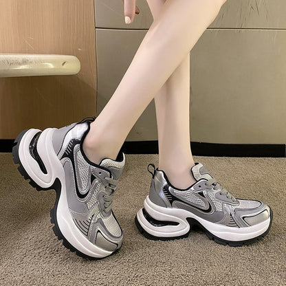 Thick Bottom Leather Clunky Sneakers