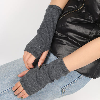 Knitted Finger-leaking Gloves Striped Thin
