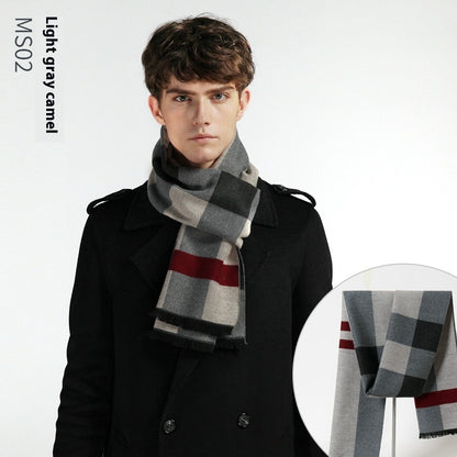 Simple Plaid Artificial Cashmere Warm Scarf