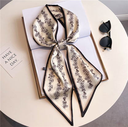 Thin Houndstooth Silk Scarf - Hair Tie
