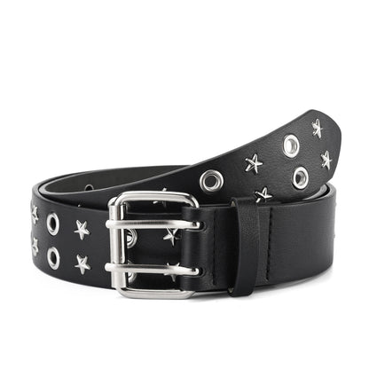 Punk Double Row Pin Buckle Denim Men's Belt