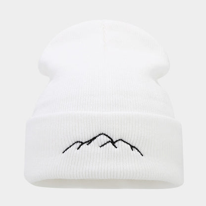 Peak Embroidery Beanie Hat Warm Trendy