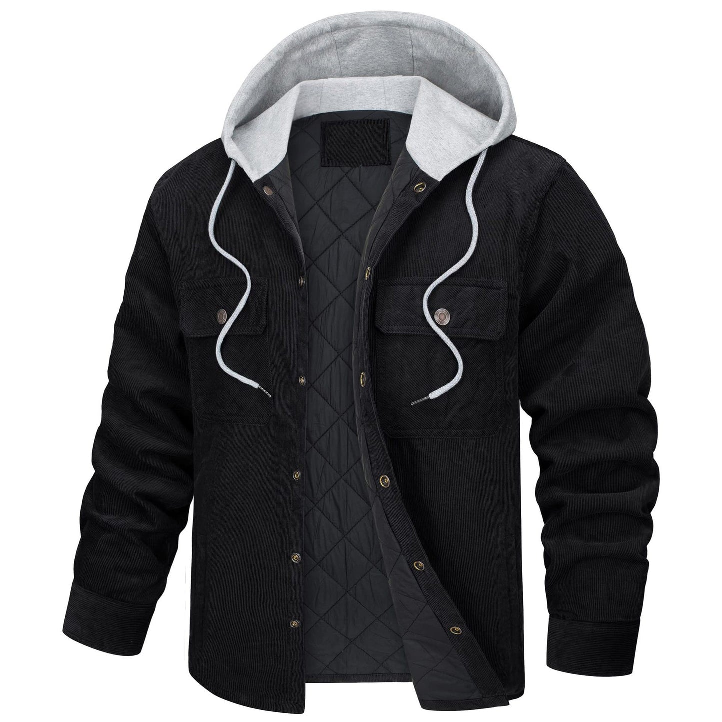 Corduroy Hooded Long Sleeve Cotton