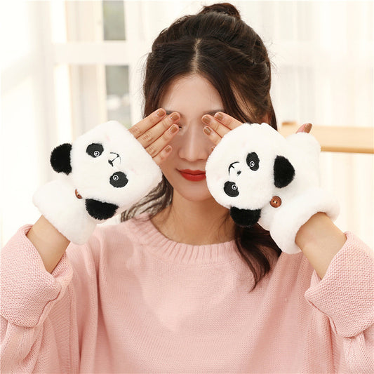 Warm Plush Half Finger Gloves