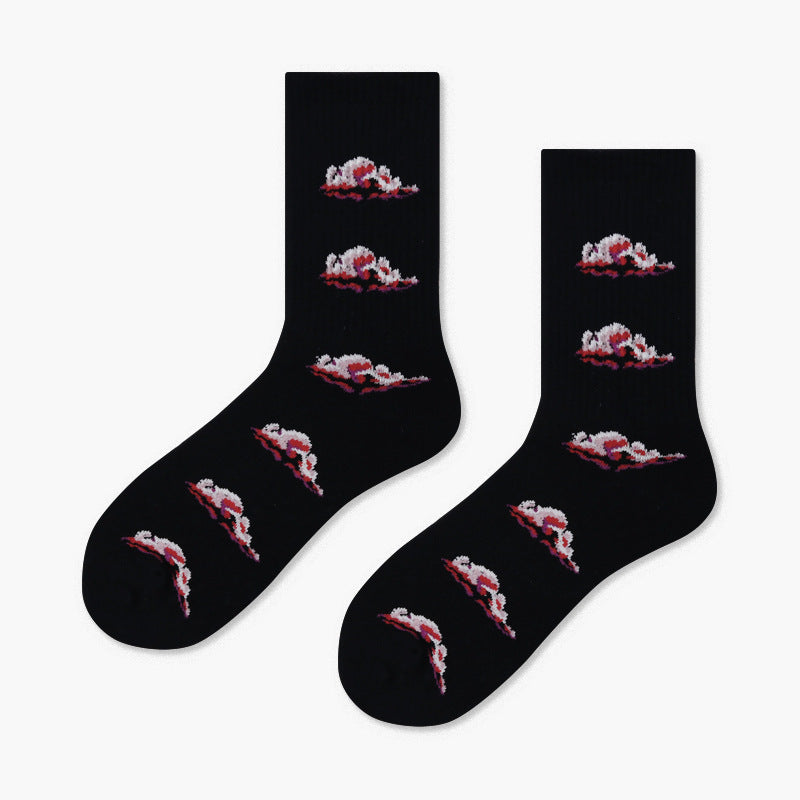 Creative Minimalist Printed Casual Mid Length Socks