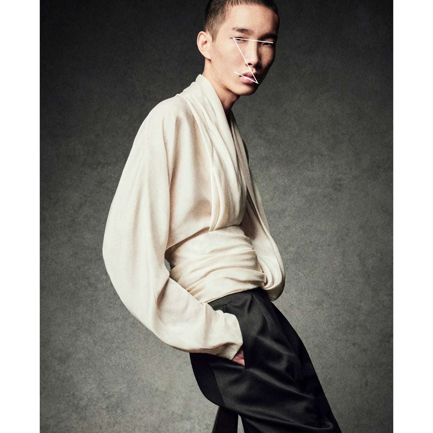 French Drape Pleated Long Sleeve Shirt
