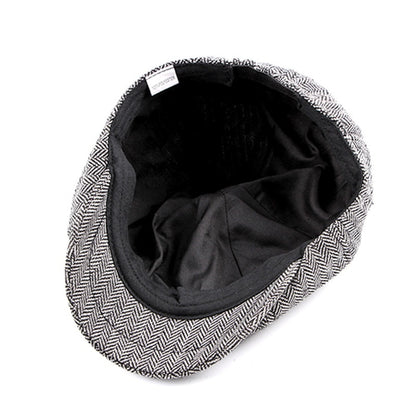Fashion Retro Octagonal Hat Men's Plaid Beret