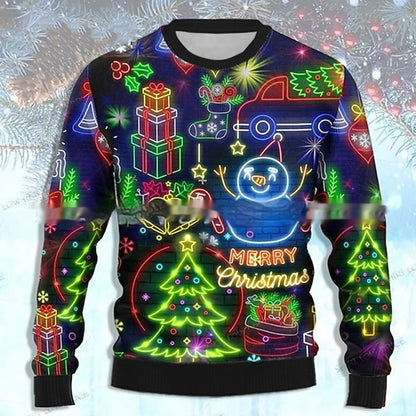 Polyester Round Neck Printed Men's Sweater