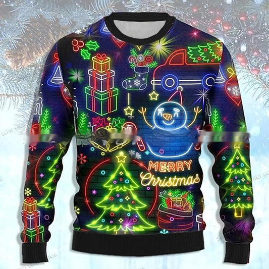 Polyester Round Neck Printed Men's Sweater