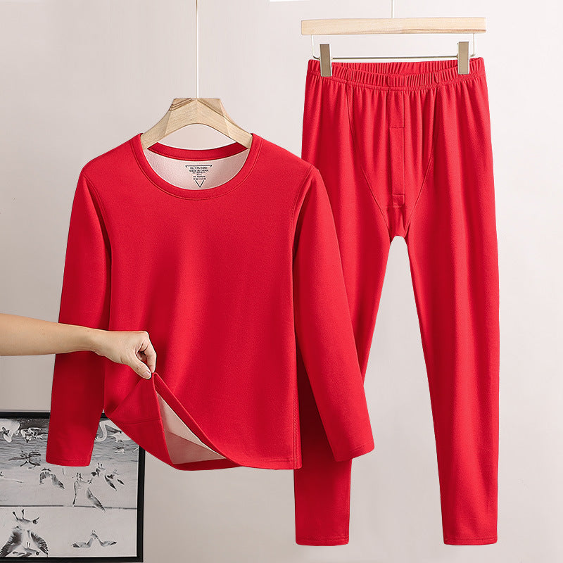 Men's Round Neck Fleece-lined Thermal Long Johns