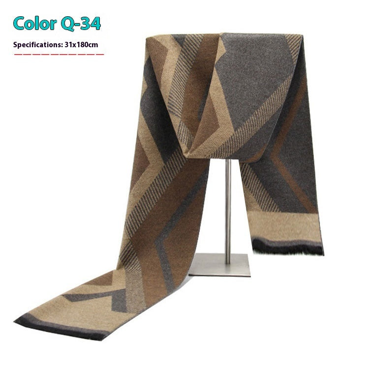 Men's Winter Warm Striped Business Scarf