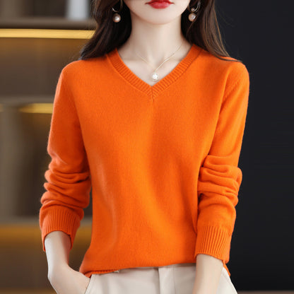 Women's Knitted Bottoming Shirt Versatile Cashmere Sweater Loose Outer Wear