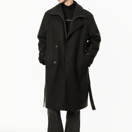Double Breasted Men's Mid-length Over-the-knee High-grade Trench Coat