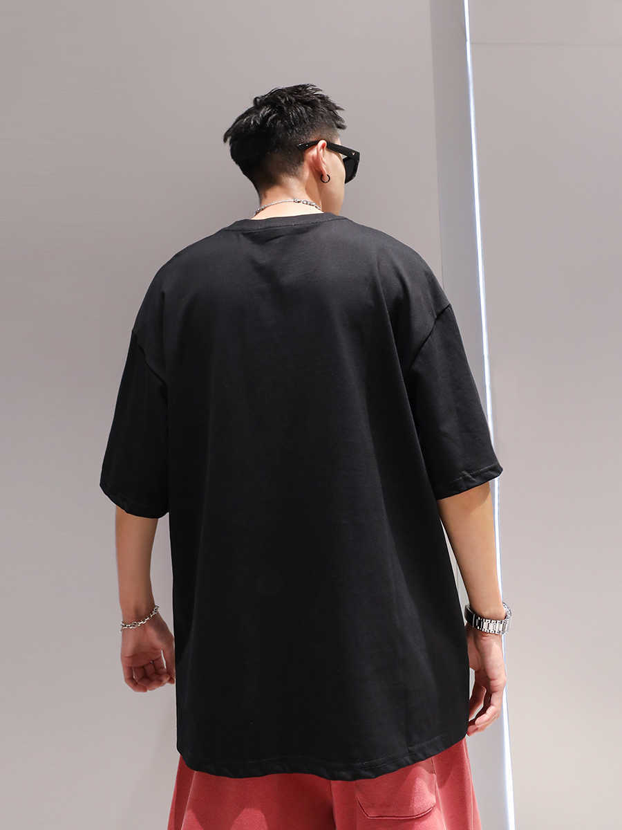 3D Large Letter Print Short Sleeve Cotton T-shirt