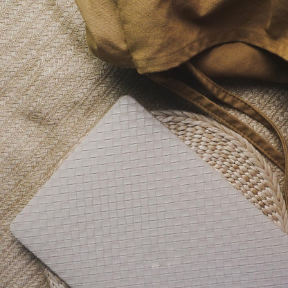 Milk Tea Color Leather Woven Computer Case