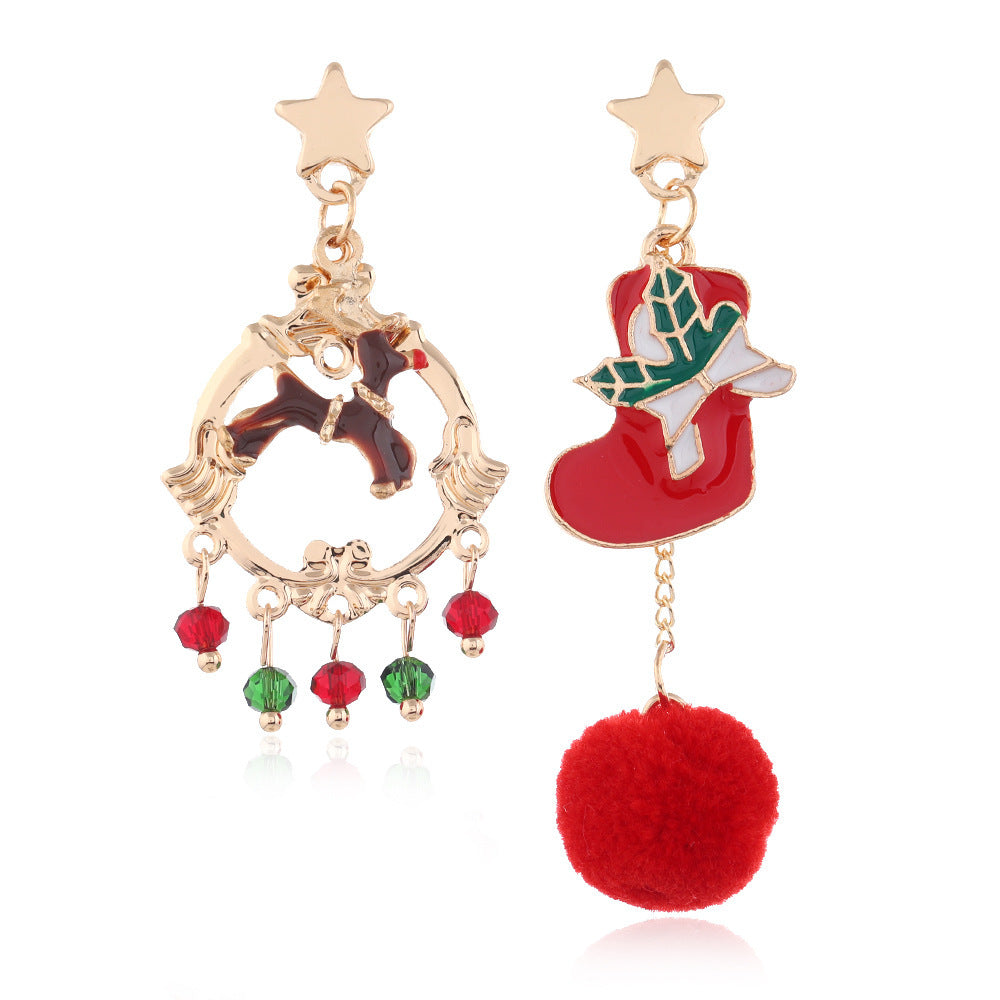 European American Christmas Snowflake Earrings