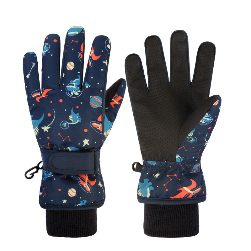 Children's Skiing Gloves with Thickened Fleece