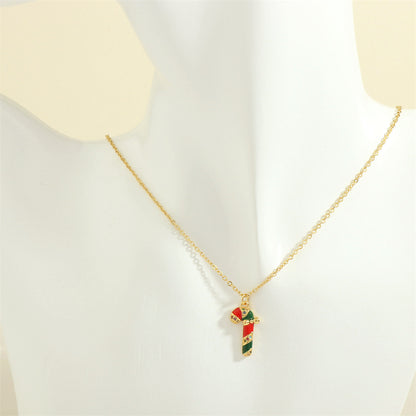 Christmas Necklace, Santa, Snowman, Rhinestones