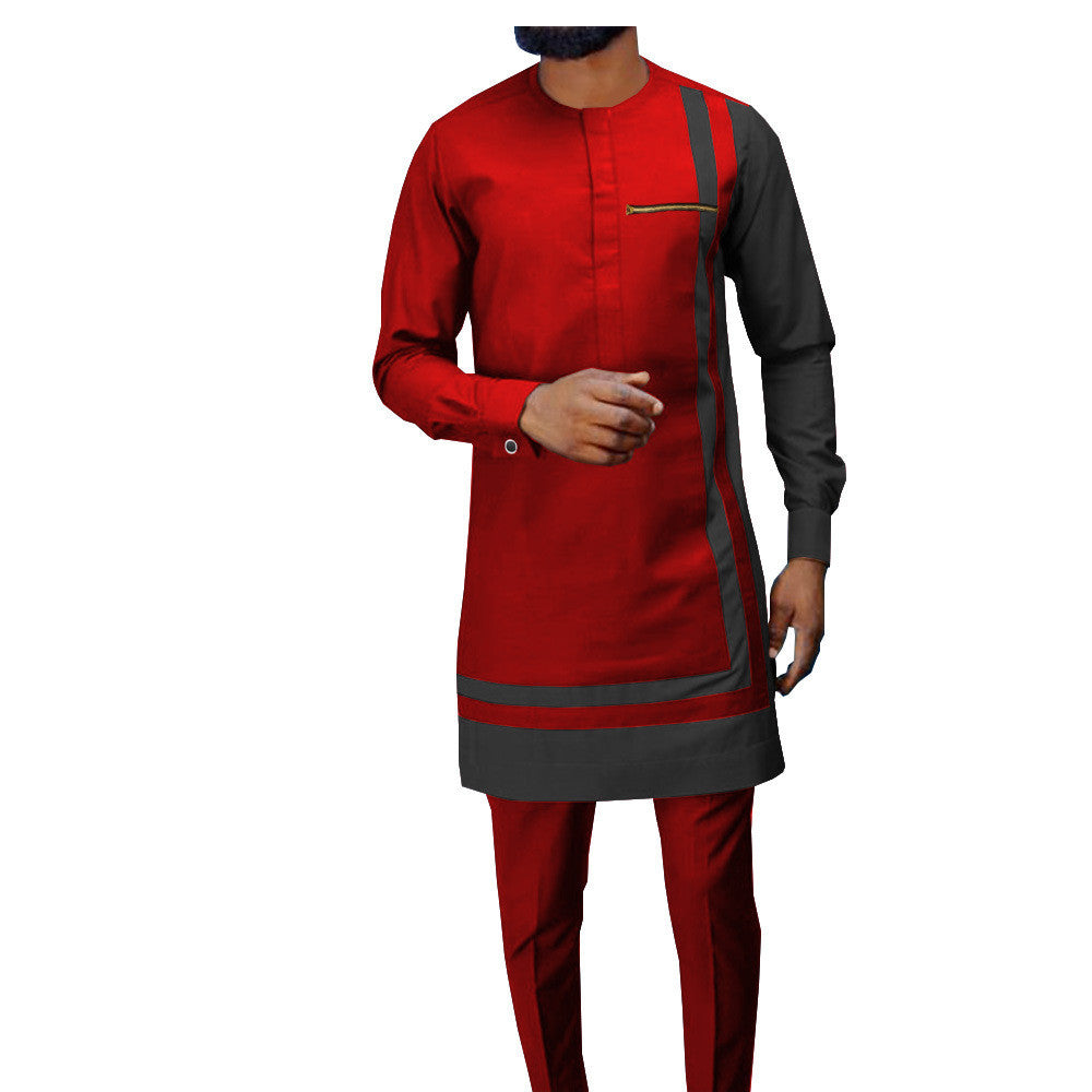 African Ethnic Printing Batik Cotton Casual Suit