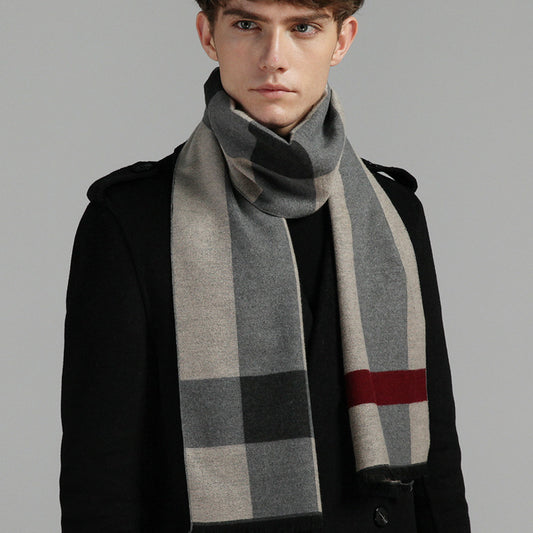 Simple Plaid Artificial Cashmere Warm Scarf