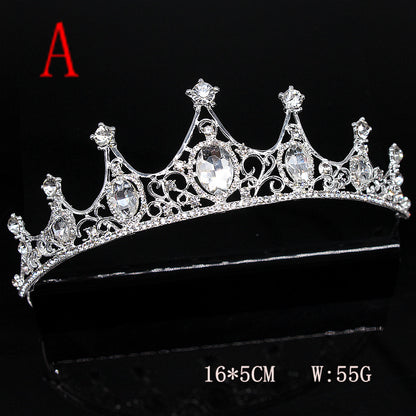 Vintage Pearl Rhinestone Crown Headband for Women - Alloy Hair Accessory Available in 7 Colors