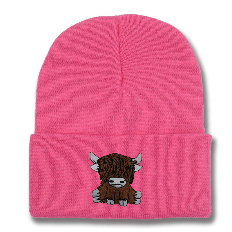 Cartoon Long Hair Yak Knitted Hat Winter Warm Wool